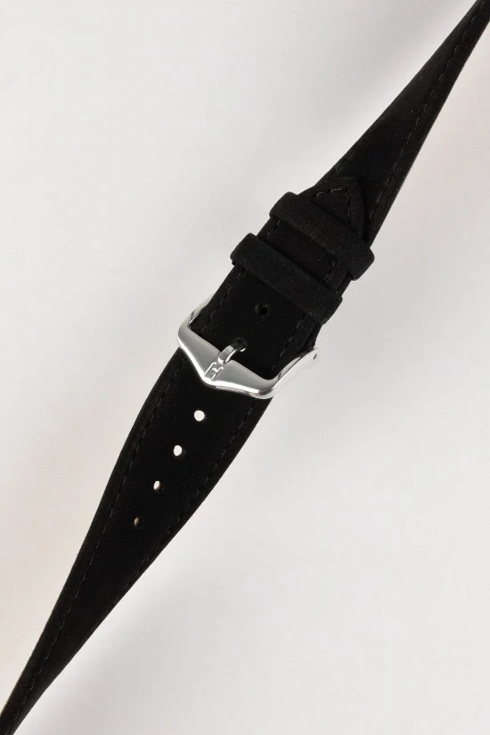 Hirsch OSIRIS Calf Leather With Nubuck Effect Watch Strap in BLACK - Image 5