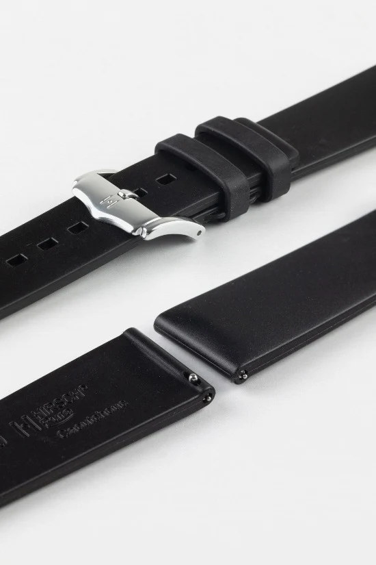 Hirsch PURE Natural Rubber Watch Strap in BLACK - Image 7