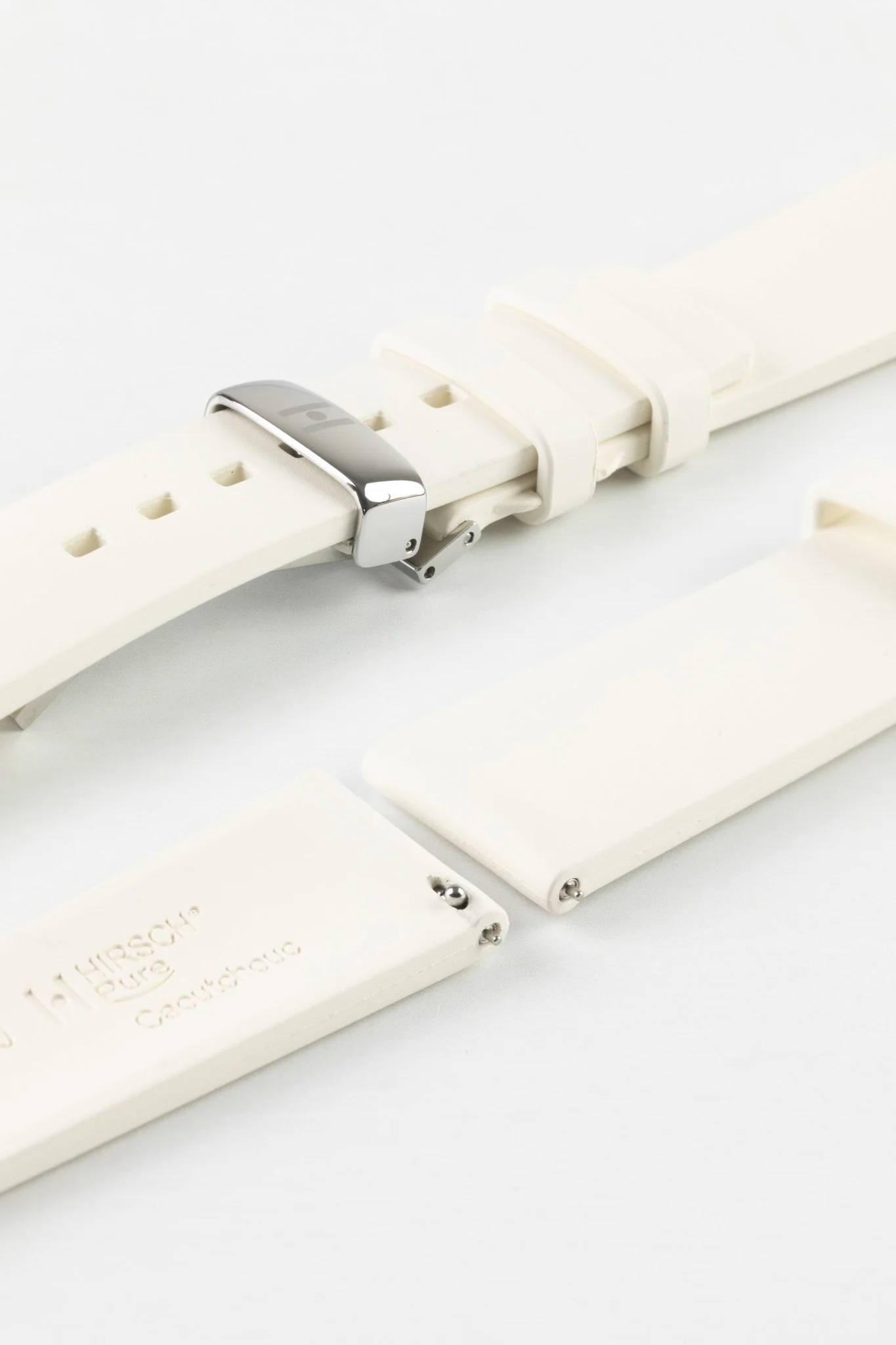 Hirsch PURE Natural Rubber Watch Strap in WHITE - Image 8