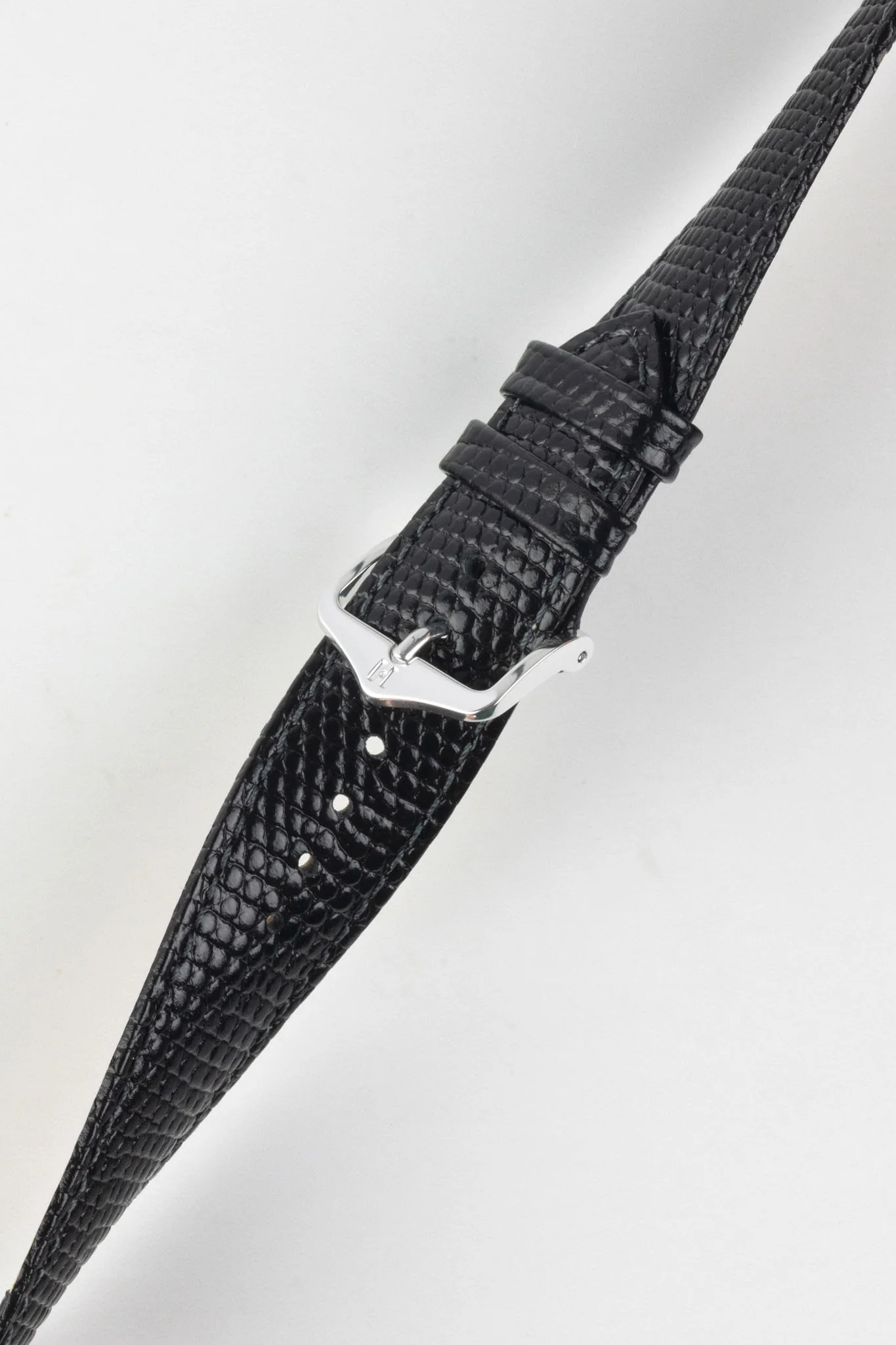 Hirsch RAINBOW Lizard Embossed Open Ended Watch Strap in BLACK - Image 3