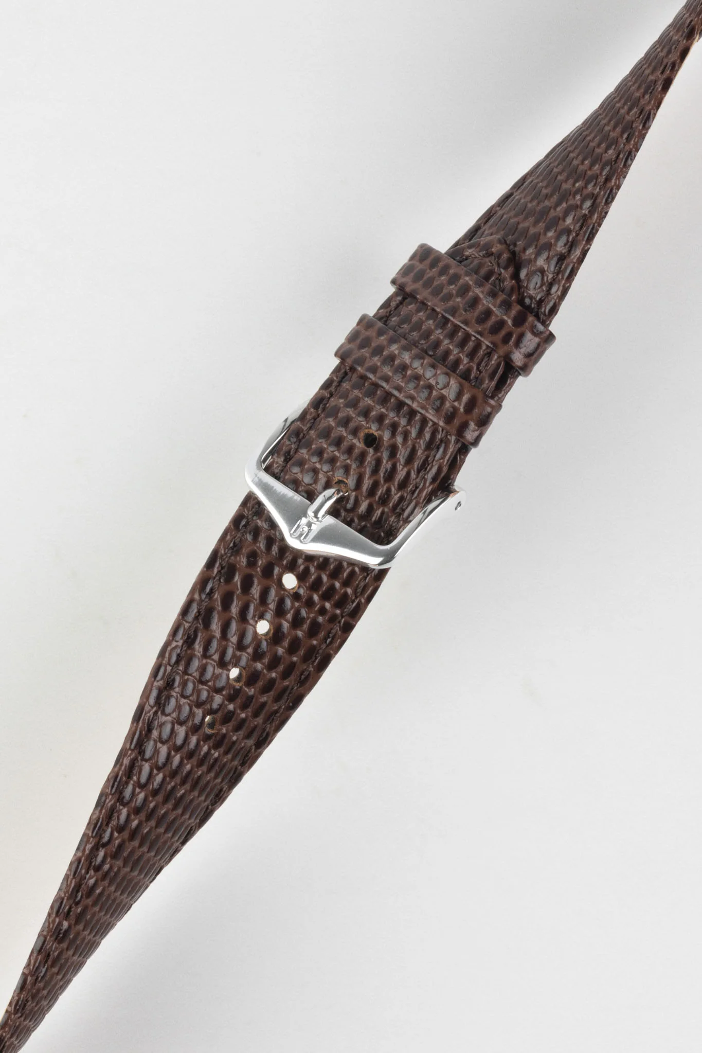 Hirsch RAINBOW Lizard Embossed Open Ended Watch Strap in BROWN - Image 3