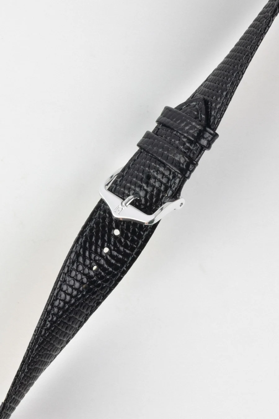 Hirsch RAINBOW NQR Lizard-Embossed Leather Watch Strap in BLACK - Image 5