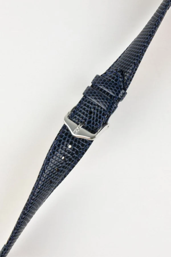 Hirsch RAINBOW NQR Lizard-Embossed Leather Watch Strap in BLUE - Image 5