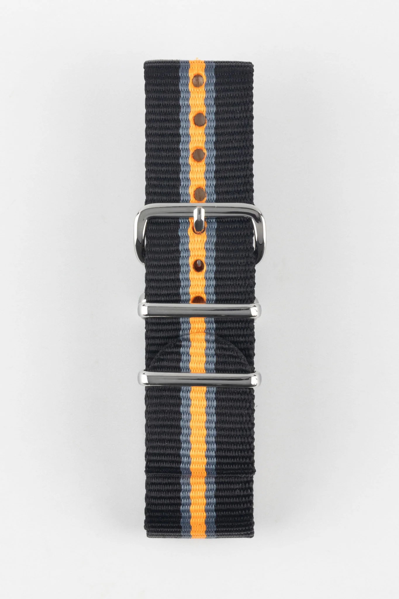 Hirsch RUSH Nylon One-Piece Watch Strap in BLACK / GREY / ORANGE - Image 7