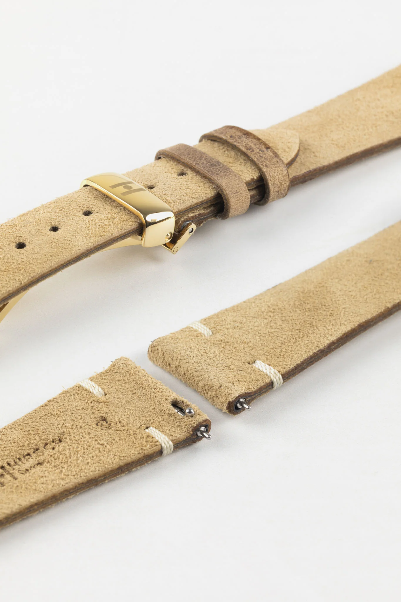 Hirsch SERRO Suede Watch Strap in Gold Brown - Image 8