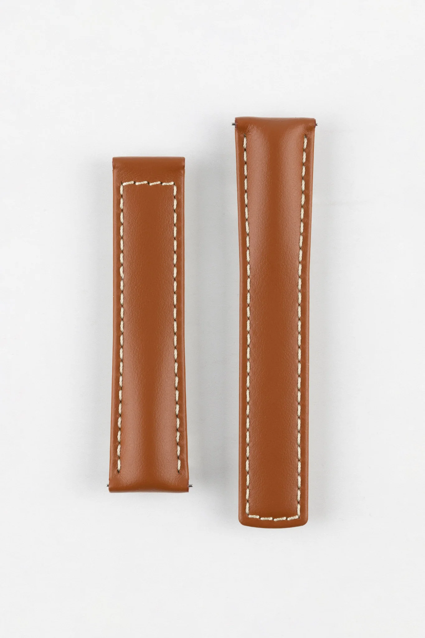 Hirsch SPEED Calfskin Deployment Watch Strap in GOLD BROWN/WHITE