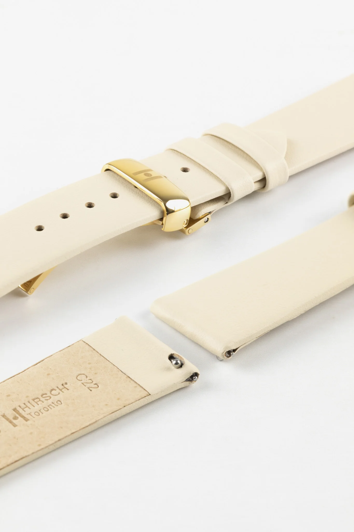 Hirsch TORONTO Quick-Release Fine-Grained Leather Watch Strap in BEIGE - Image 10