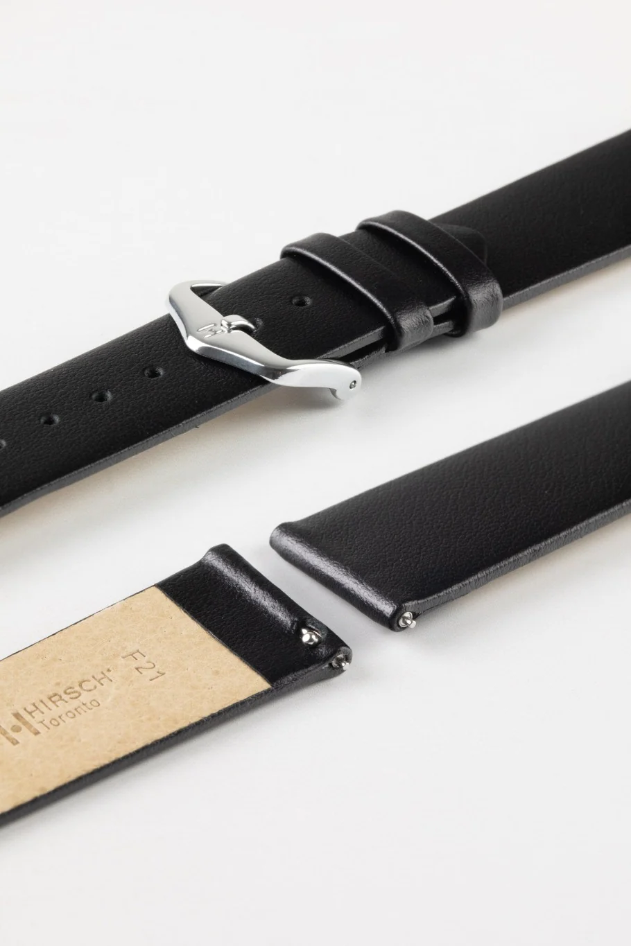 Hirsch TORONTO Quick Release Fine-Grained Leather Watch Strap in Black - Image 7