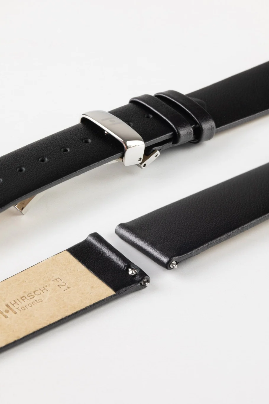 Hirsch TORONTO Quick Release Fine-Grained Leather Watch Strap in Black - Image 9