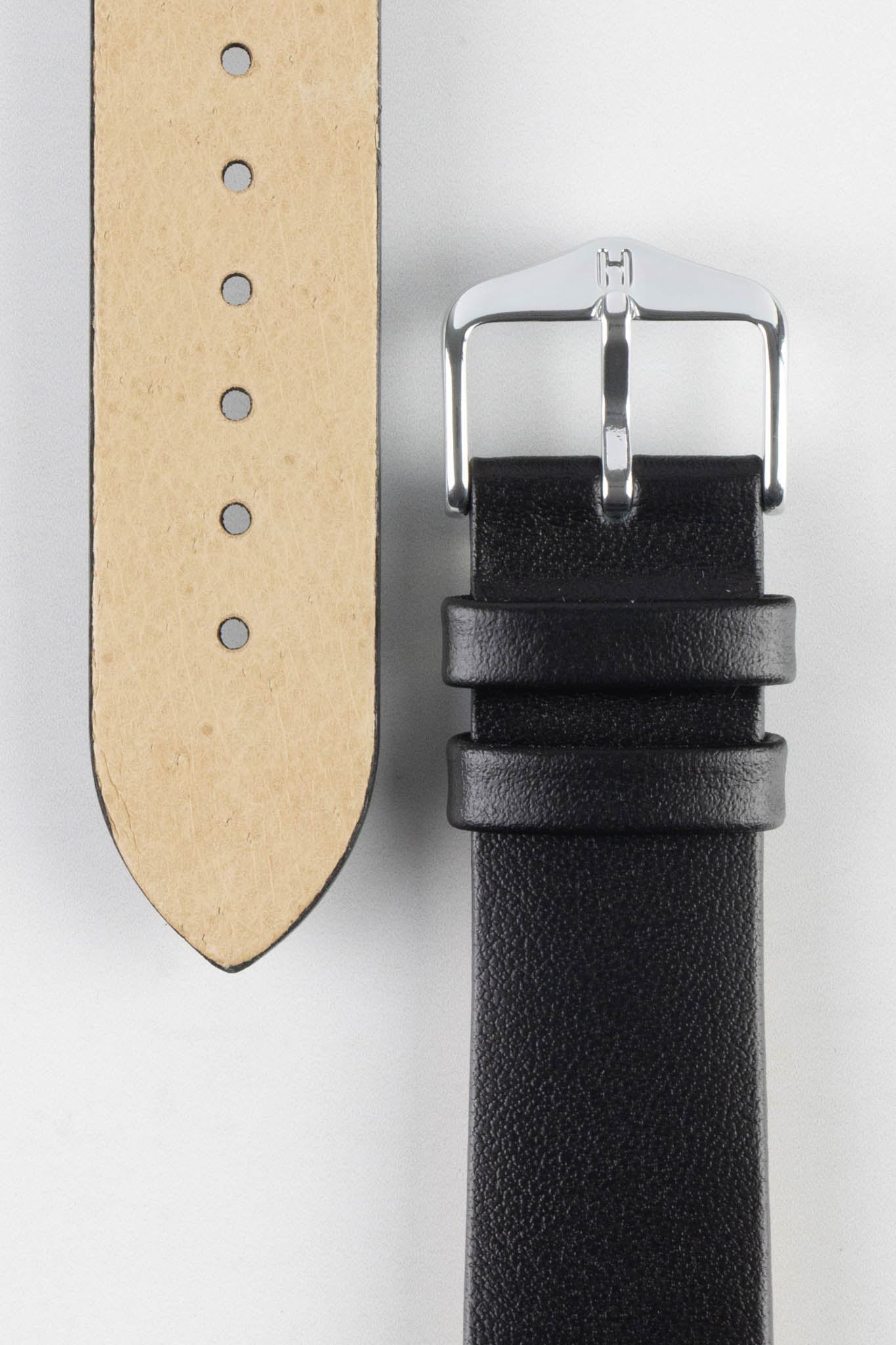 Hirsch TORONTO NQR Fine-Grained Leather Watch Strap in BLACK - Image 3