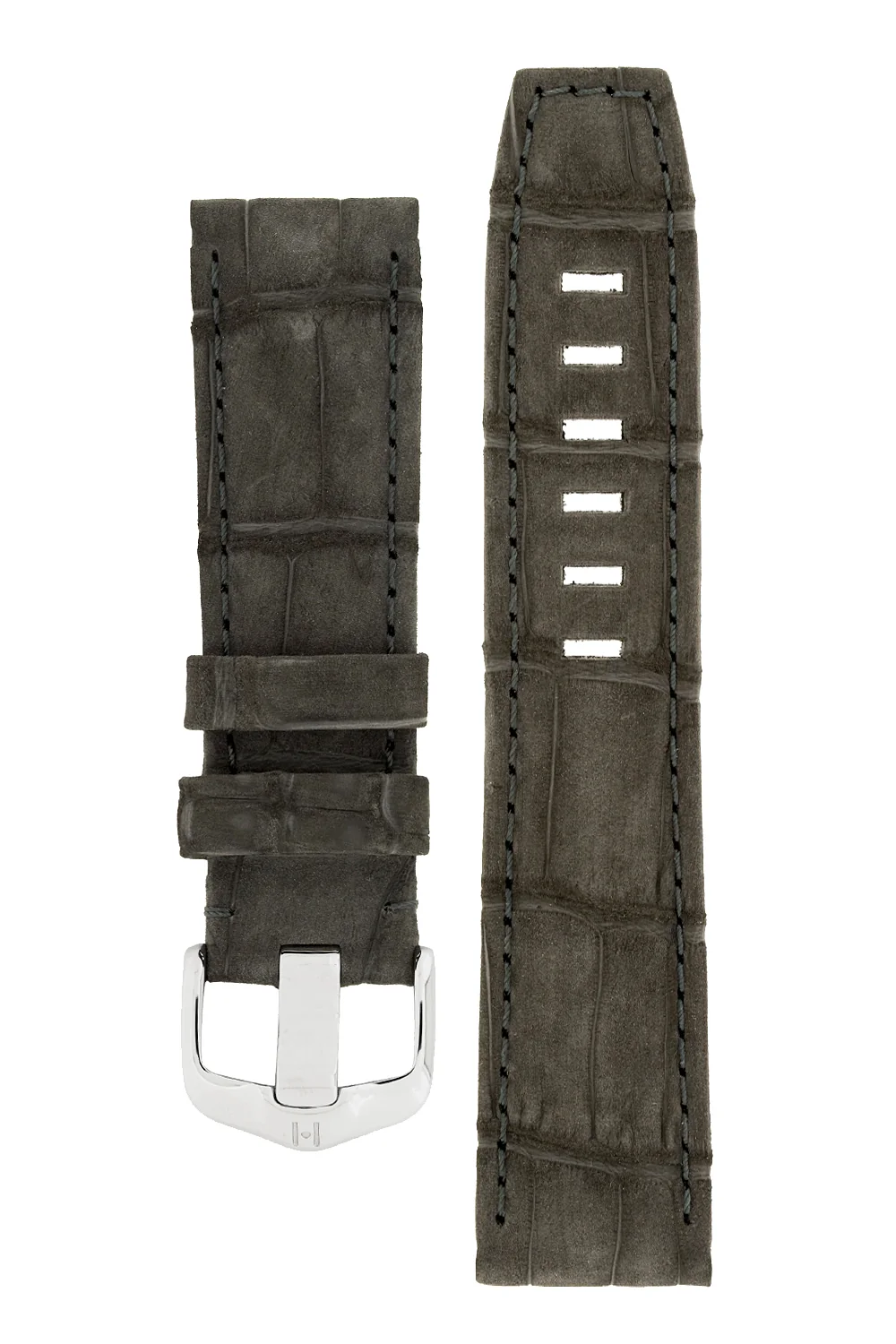 Hirsch TRITONE Nubuck Alligator Leather Watch Strap in BLACK