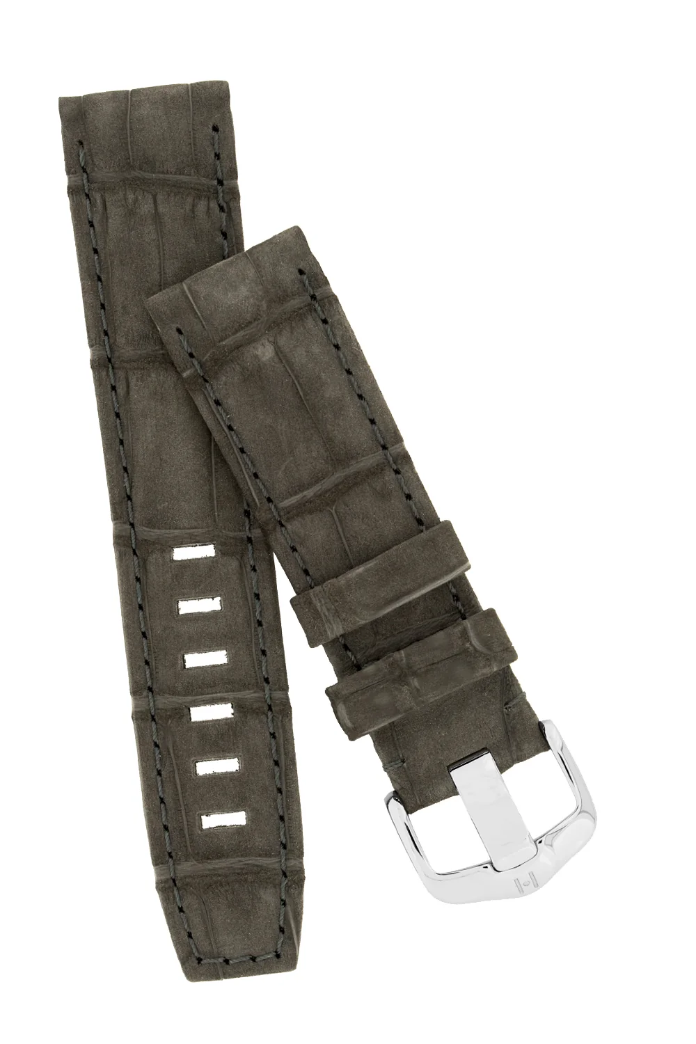 Hirsch TRITONE Nubuck Alligator Leather Watch Strap in BLACK - Image 4