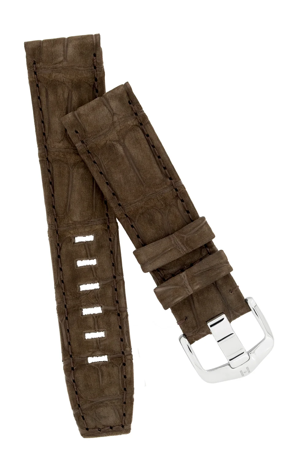 Hirsch TRITONE Nubuck Alligator Leather Watch Strap in BROWN - Image 4