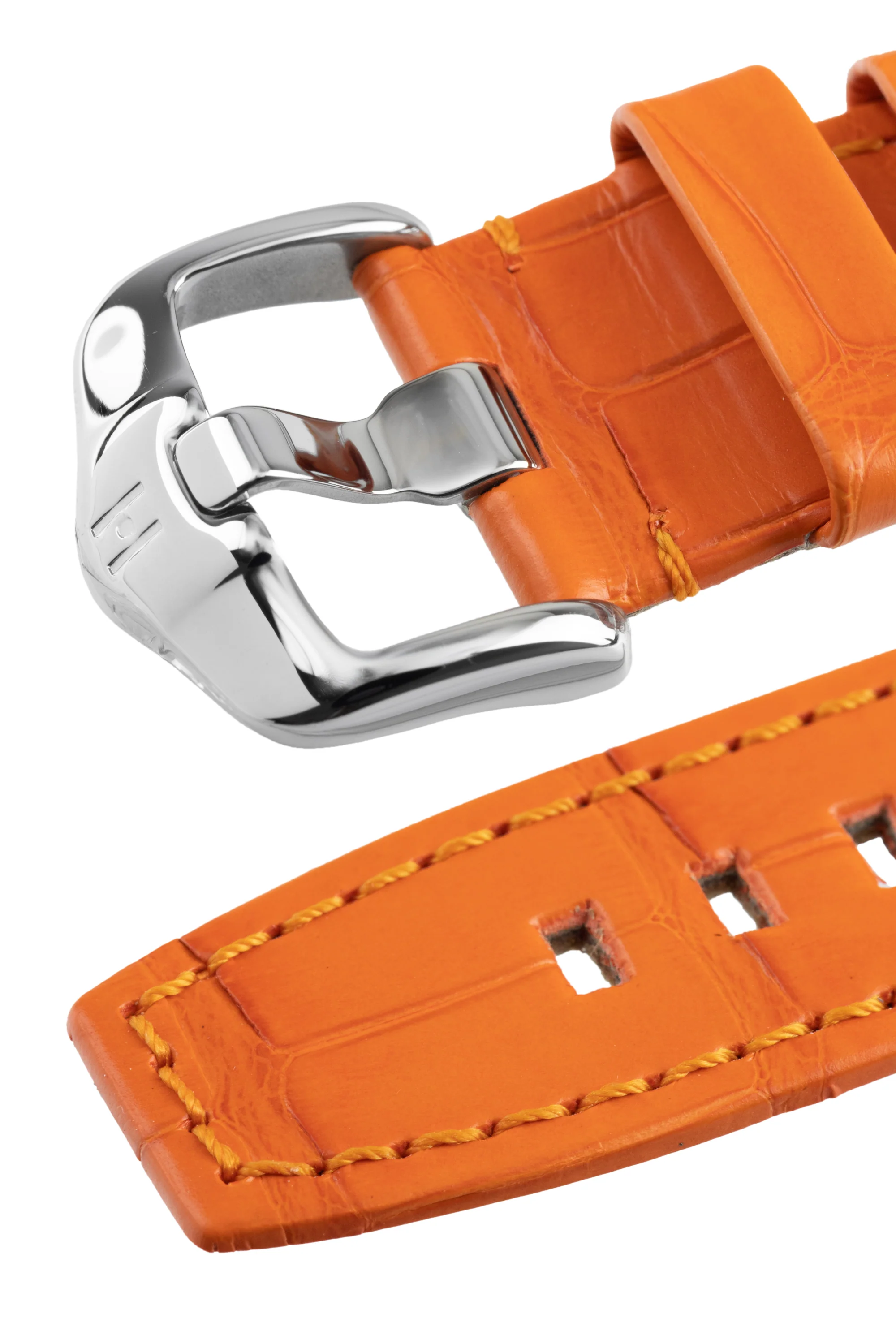 Hirsch TRITONE Padded Alligator Leather Watch Strap in ORANGE - Image 5