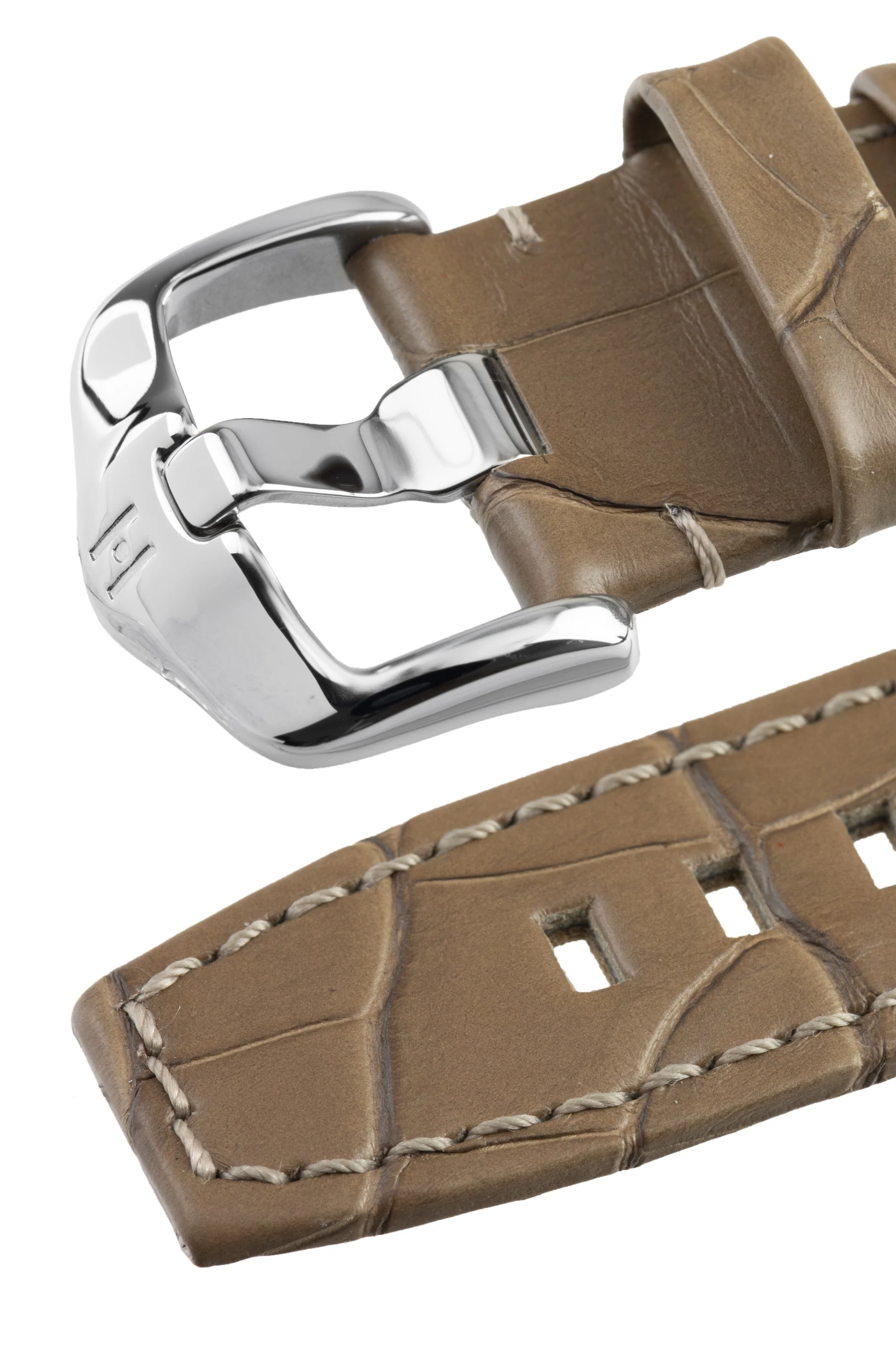 Hirsch TRITONE Padded Alligator Leather Watch Strap in BEIGE - Image 5