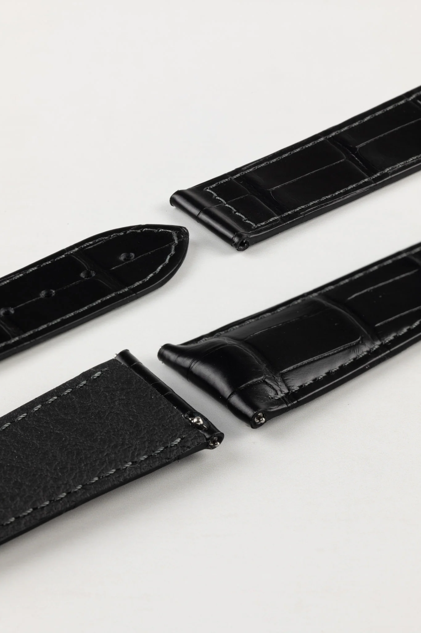 Hirsch VOYAGER Alligator Deployment Watch Strap in BLACK/BLACK - Image 5