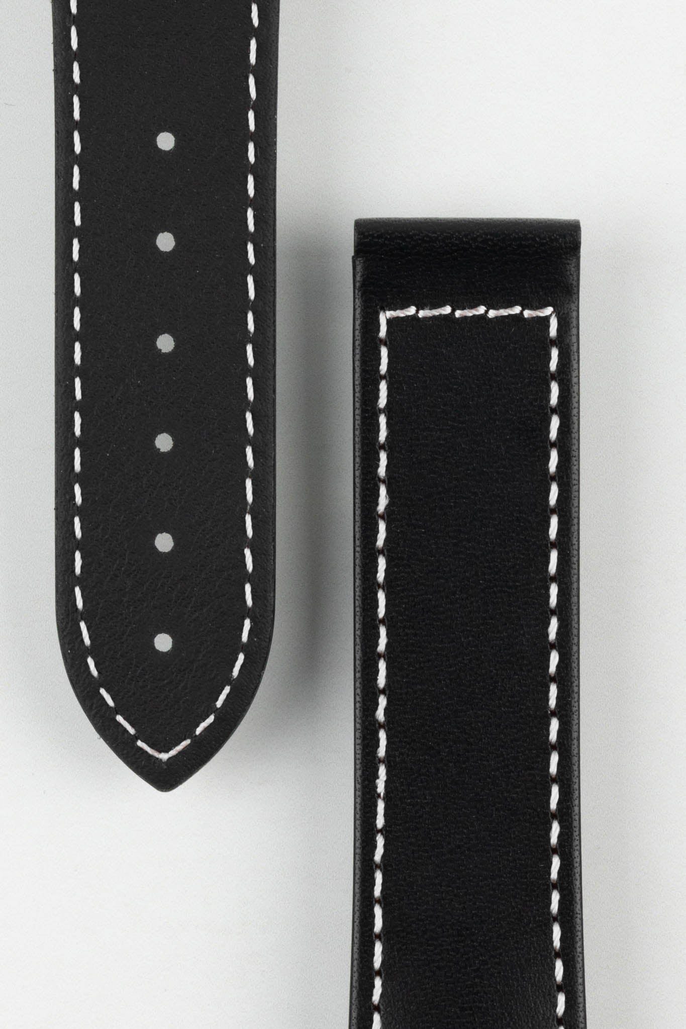 Hirsch VOYAGER Calfskin Deployment Watch Strap in BLACK/WHITE - Image 3