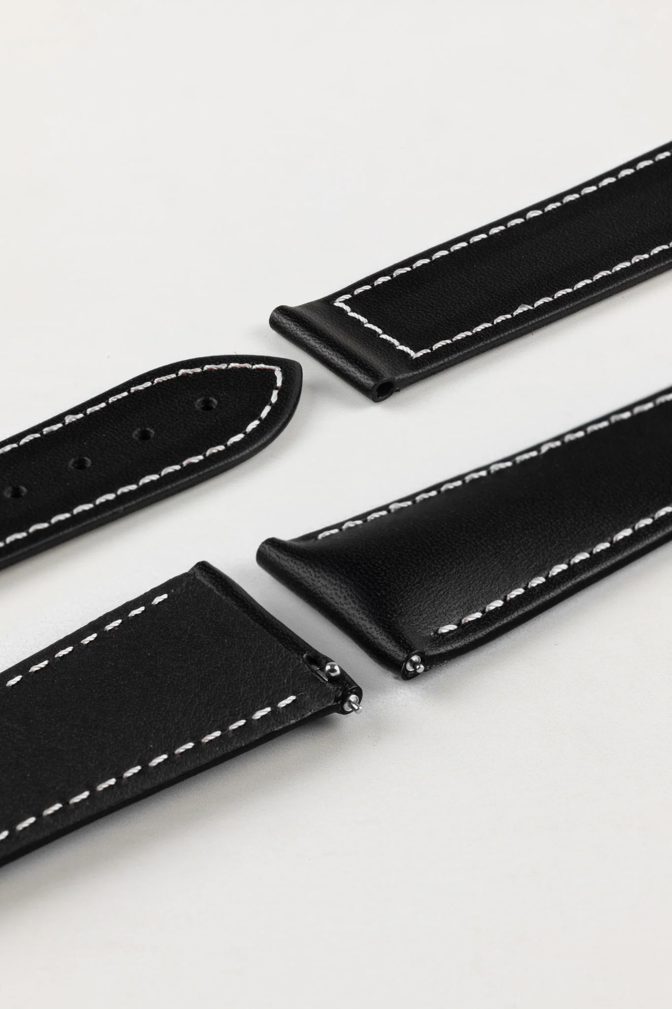 Hirsch VOYAGER Calfskin Deployment Watch Strap in BLACK/WHITE - Image 5