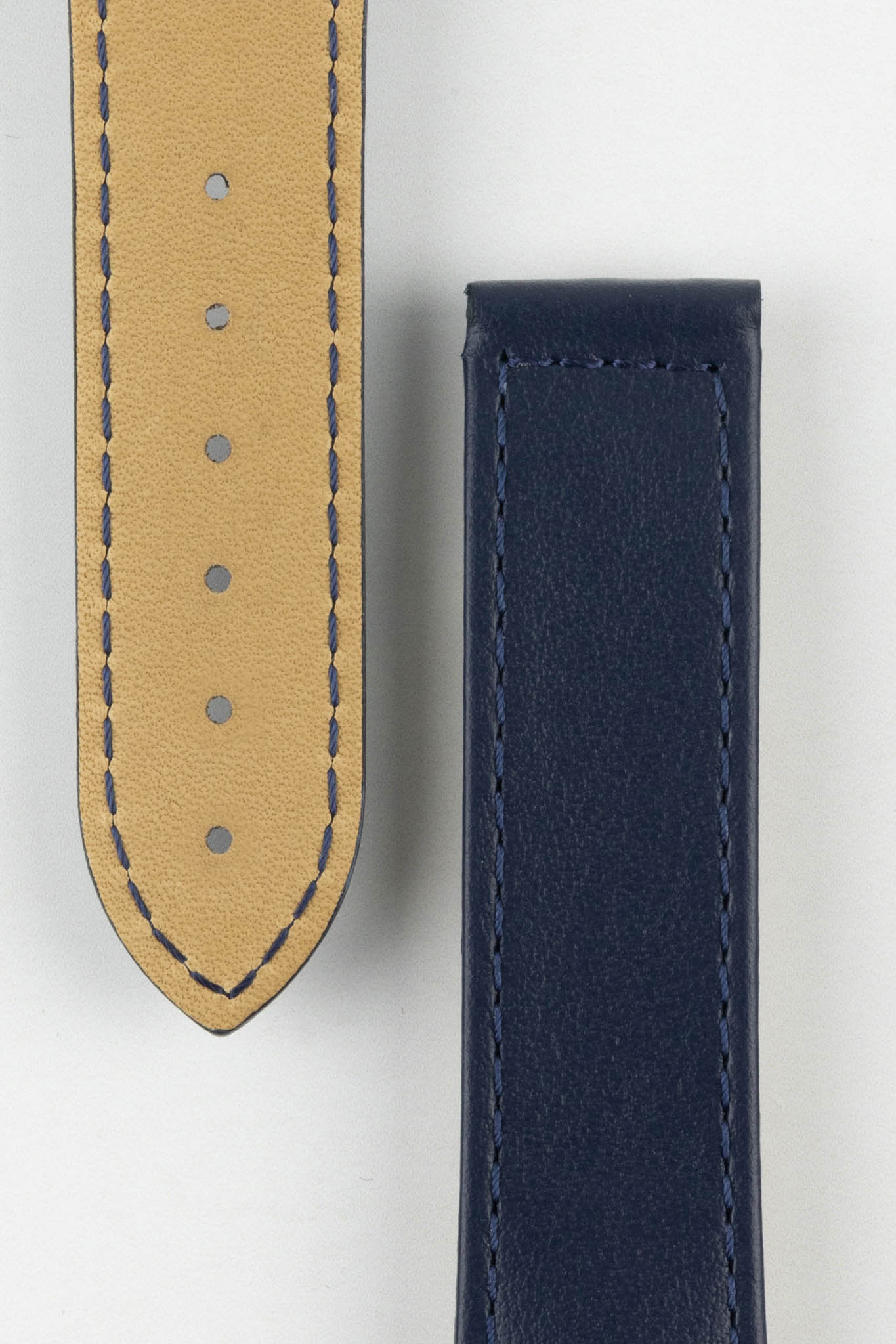 Hirsch VOYAGER Calfskin Leather Deployment Watch Strap in BLUE/BLUE - Image 3