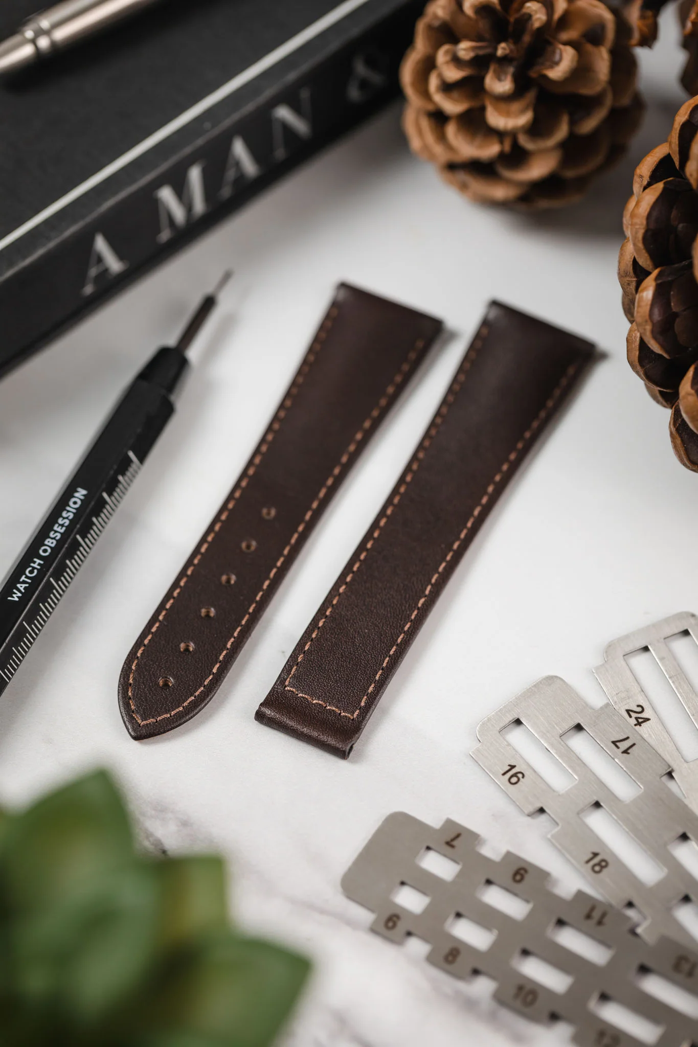 Hirsch VOYAGER Calfskin Deployment Watch Strap in BROWN/BROWN - Image 2