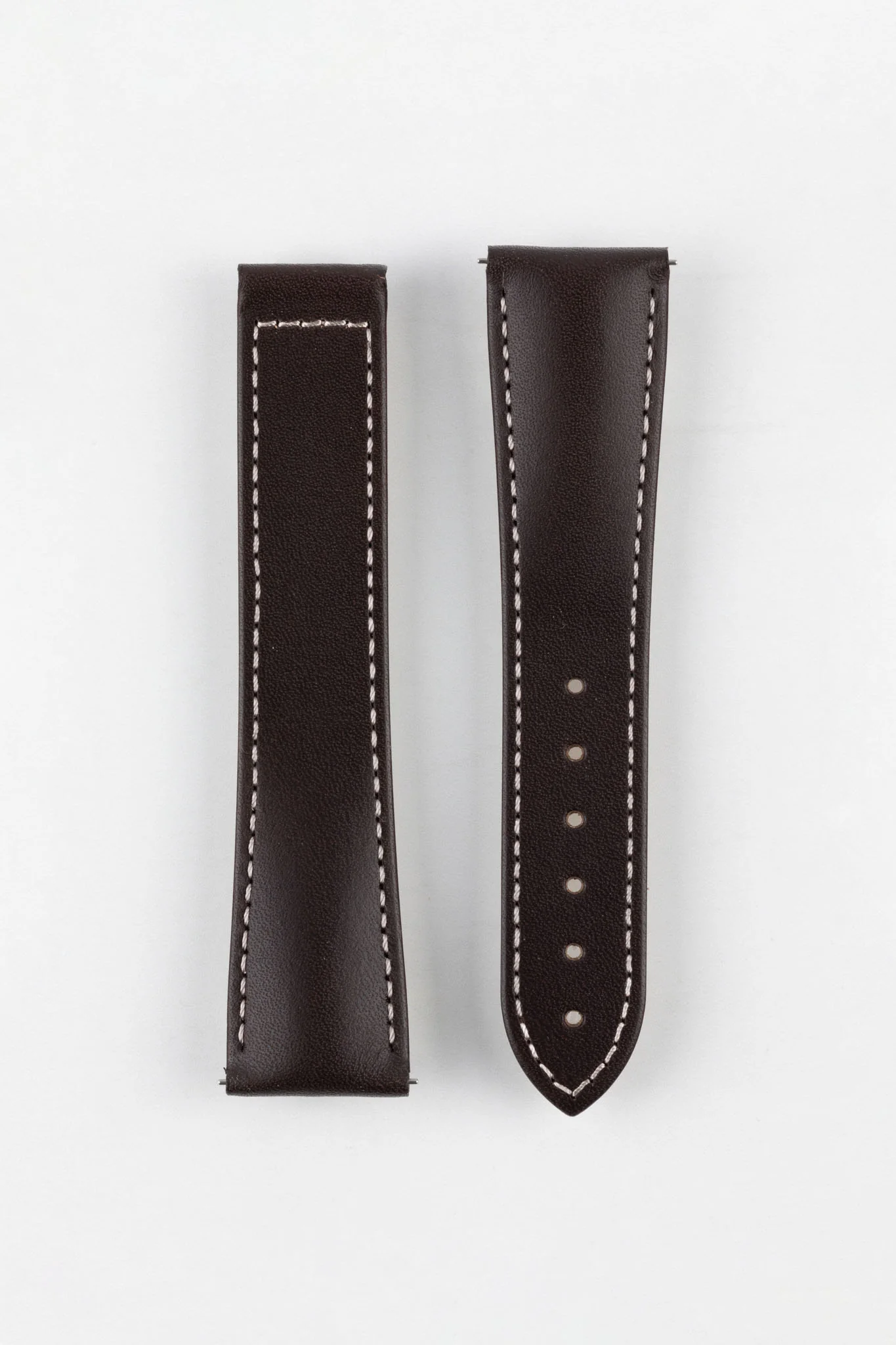 Hirsch VOYAGER Calfskin Deployment Watch Strap in BROWN/WHITE