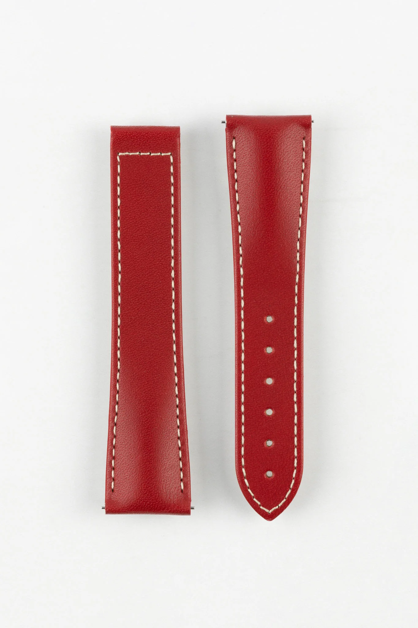 Hirsch VOYAGER Calfskin Leather Deployment Watch Strap in RED/WHITE
