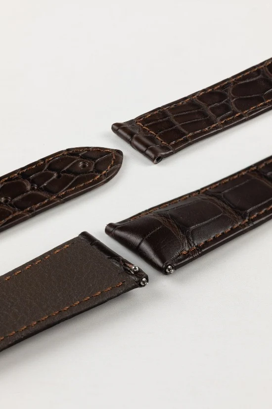 Hirsch VOYAGER Alligator Deployment Watch Strap in DARK BROWN - Image 5